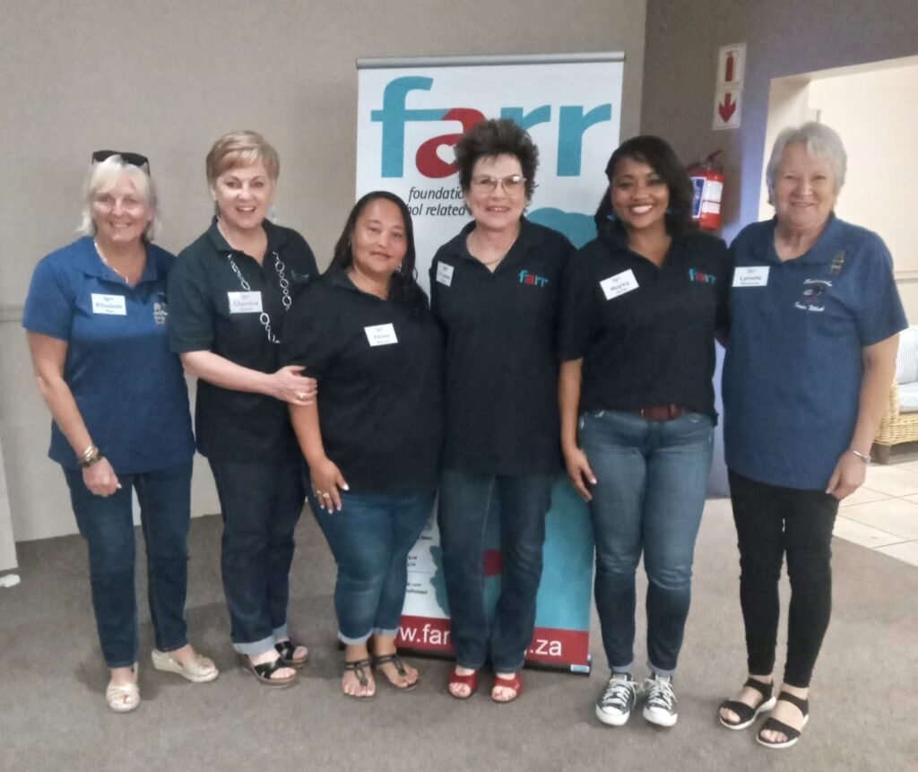 From L-R:  Liz Roe -  IW Saldanha; Charnine Sobey - FARR Training Coordinator; Elloise Karolus - FARR Community Worker; Dr Leana Olivier - FARR CEO; Hayley Hofmeester - FARR Project Coordinator; Dr Lynette Rossouw - IW Saldanha